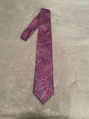 NEW CANALI Italy 100% Silk Paisley Tie Purple Magenta Orange 1934 Luxury